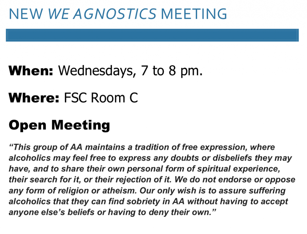 Agnostic Meeting at Fitchburg Serenity Club